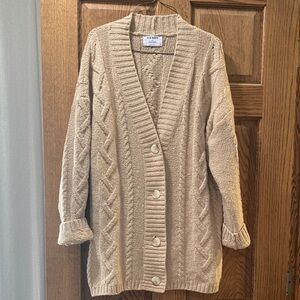 Old Navy Cable Knit Cardigan Sweater - Tan